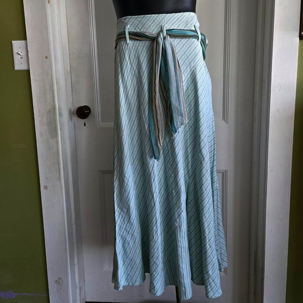 JH COLLECTIBLES LINEN-RAYON MIDI/MAXI SKIRT BLUE size 12